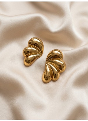Gold Çiçek Formlu Vintage Statement Küpe