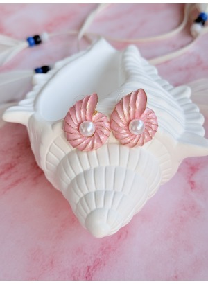 Blush Pearl Küpe – Pembe Sedef Çiçek & İnci Detay